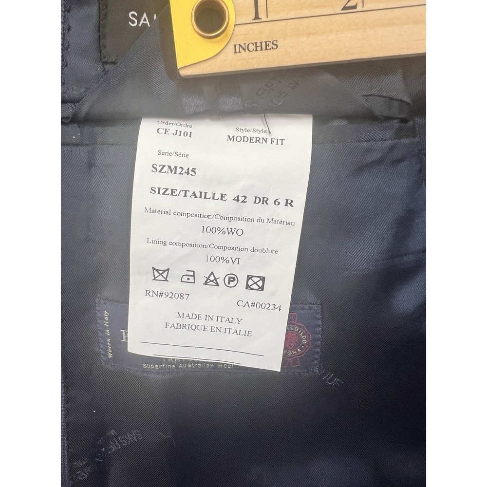 Ermenegildo Zegna Italy Wool Blazer Sacs Fifth‎ Ave 42R Navy Check Modern Fit - Picture 10 of 10
